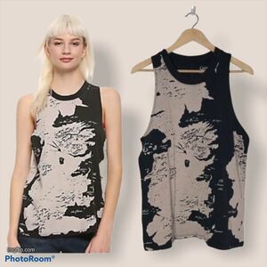 3/$20 Game Of Thrones NWT Junior Small Map Tank Top 100% Cotton Black Tan HBO